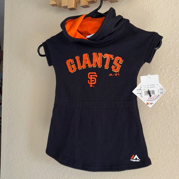 NWT MAJESTIC SAN FRANCISCO GIANTS Girls 2T short sleeve hooded - Picture 2 of 7